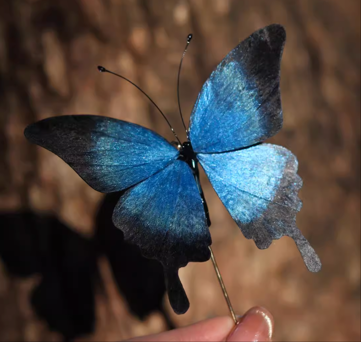 Luminous Silkscape- Artisan Butterfly Hairpin & Brooch