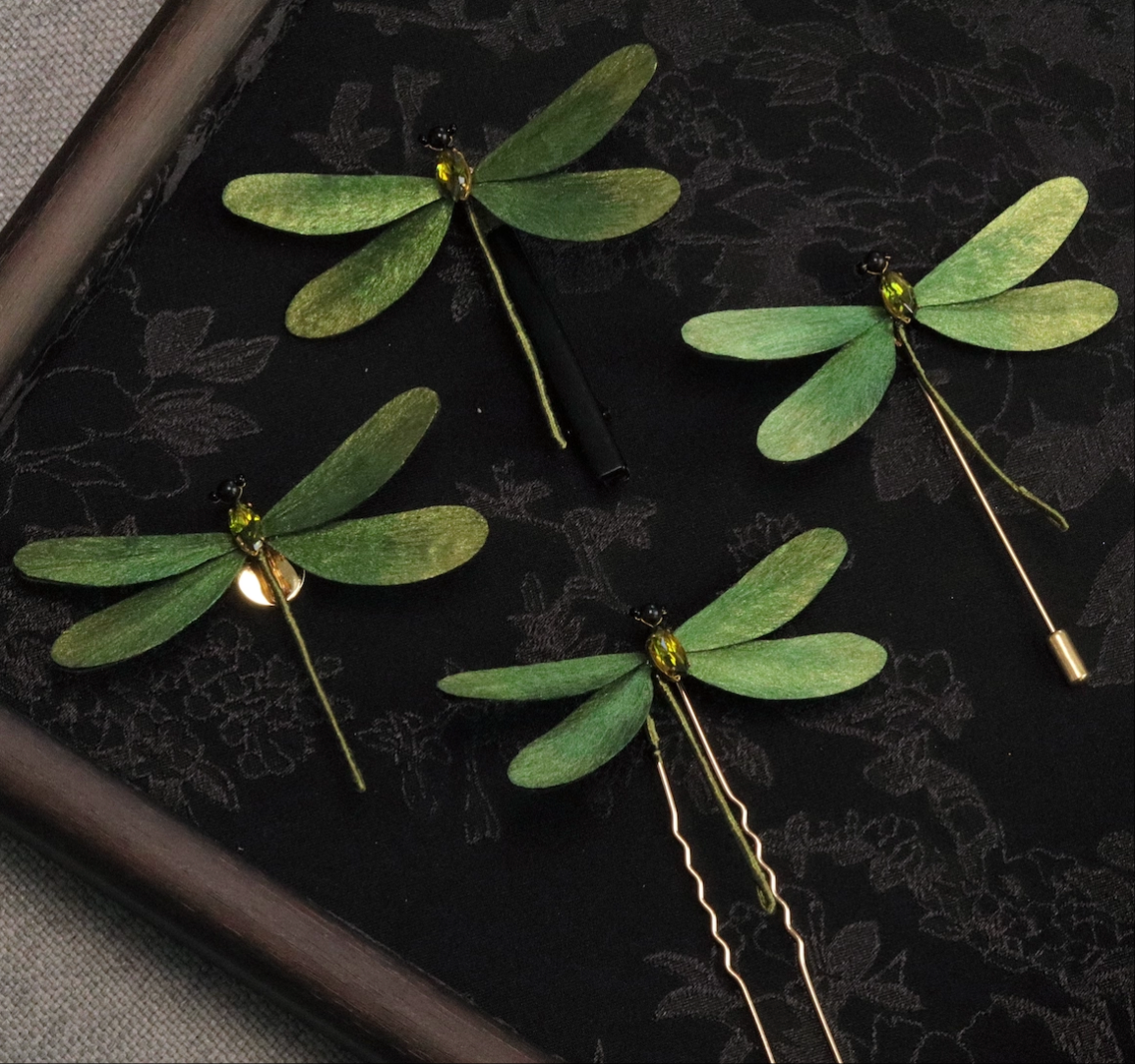 Silken Aviator-Heirloom Dragonfly Brooch