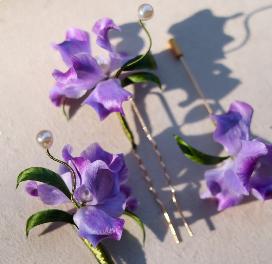 Velvet Iris Heirloom-Silk Bloom Brooch
