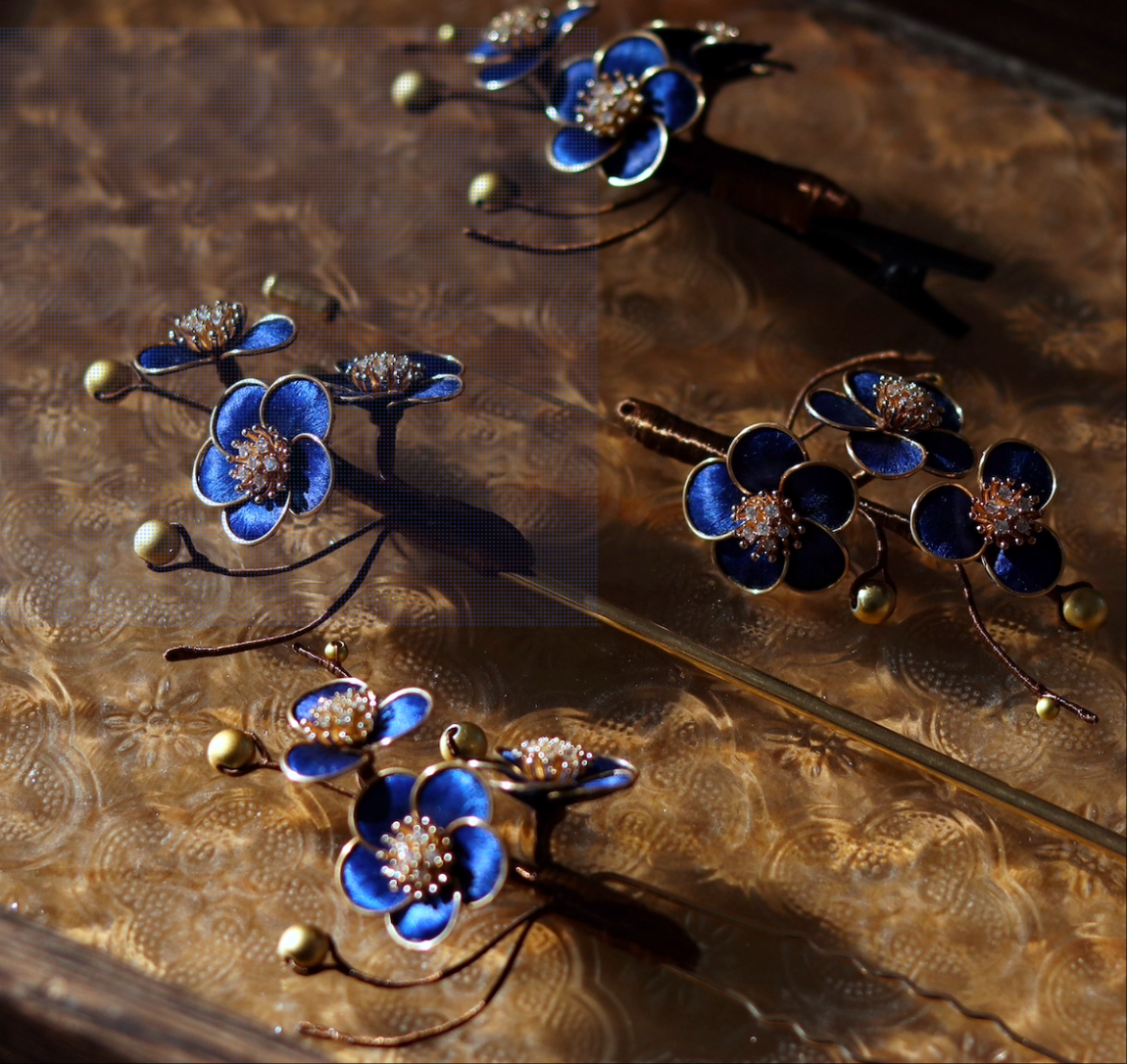 Midnight Blossom Heirloom-Silk Plum Brooch